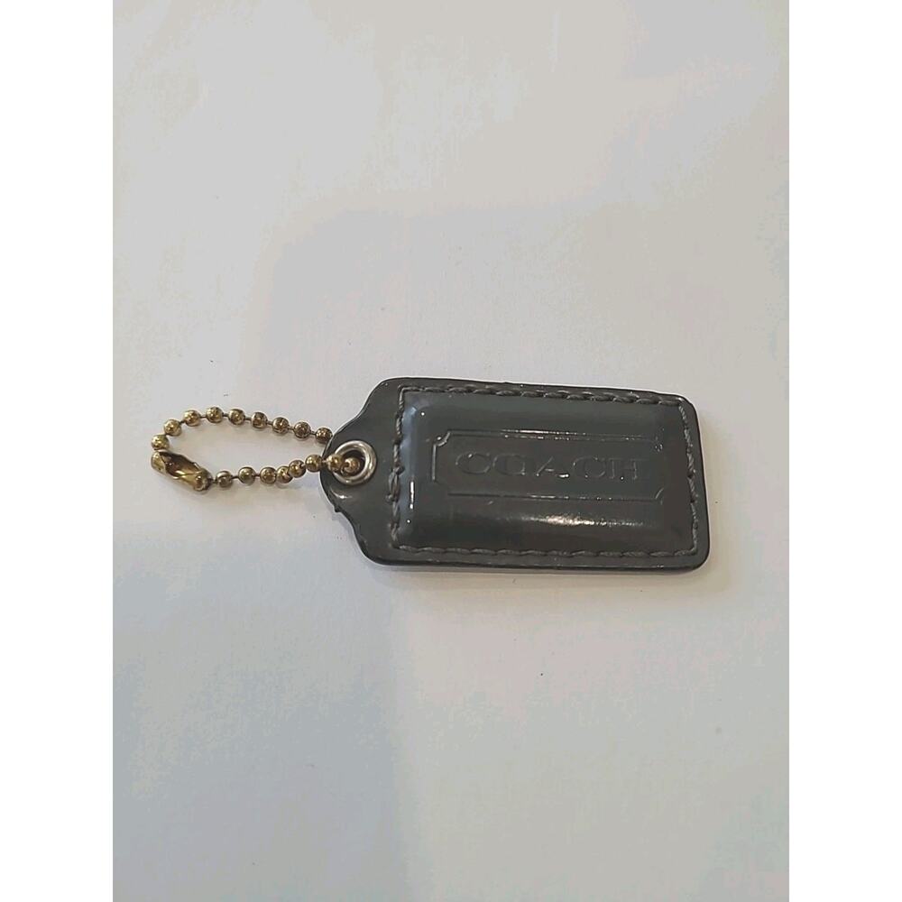 Coach Hang Tag Replacement‎ Gray Leather Bag Charm Keychain Small 2" Fob Logo